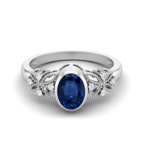 Celtic Blue Sapphire Wedding Ring 925 Sterling Silver Solitaire Ring