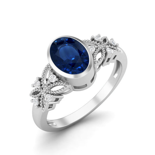 Celtic Blue Sapphire Wedding Ring 925 Sterling Silver Solitaire Ring