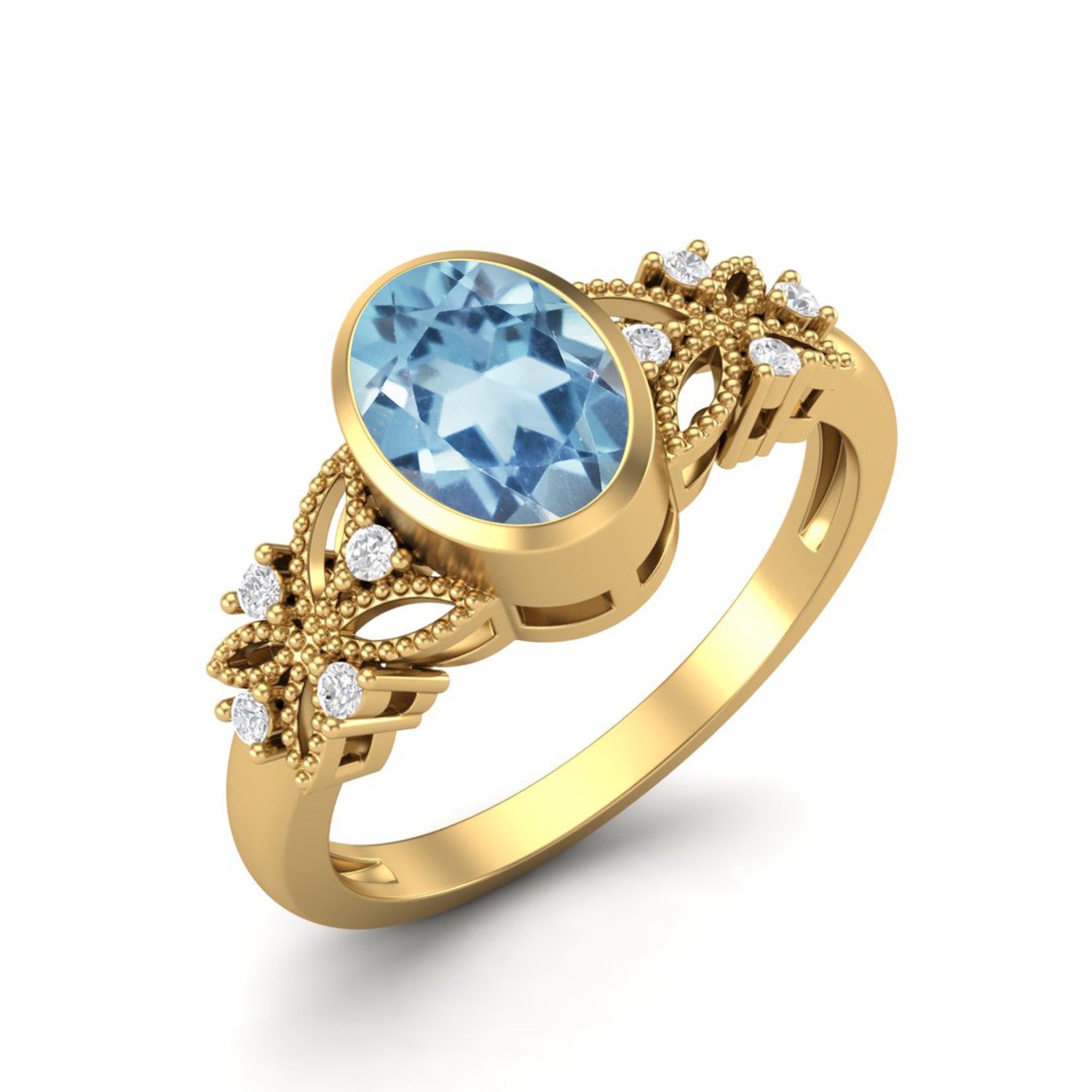 Anello di nozze solitario con topazio blu naturale, anello in argento sterling 925
