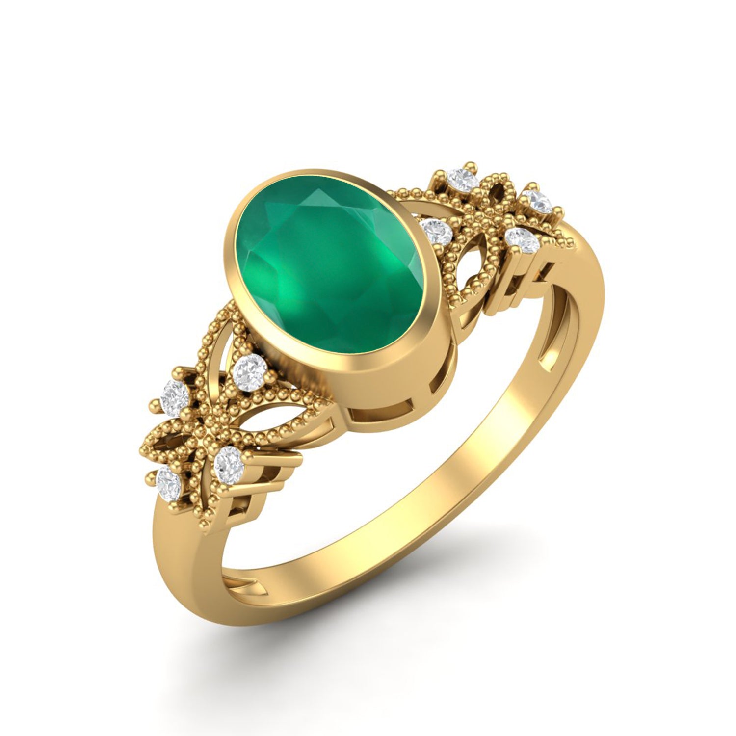 Anello nuziale in onice verde 7x5 mm, anello celtico in argento sterling 925 per lei