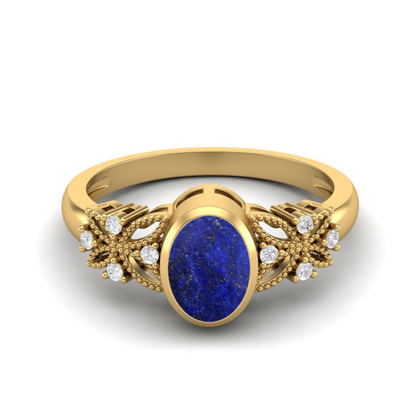 Solitaire Lapis Lazuli Bridal Ring 925 Sterling Silver Ring For Her Celtic Ring