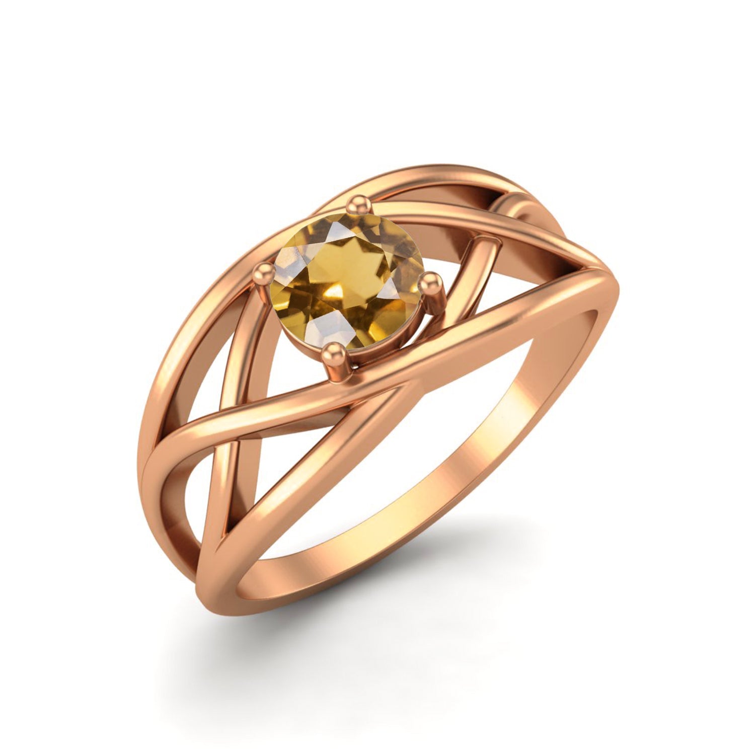 Citrine Crisscross Band Ring – Sterling Silver