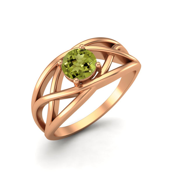 Solitaire Wedding Ring 925 Sterling Silver Peridot Ring