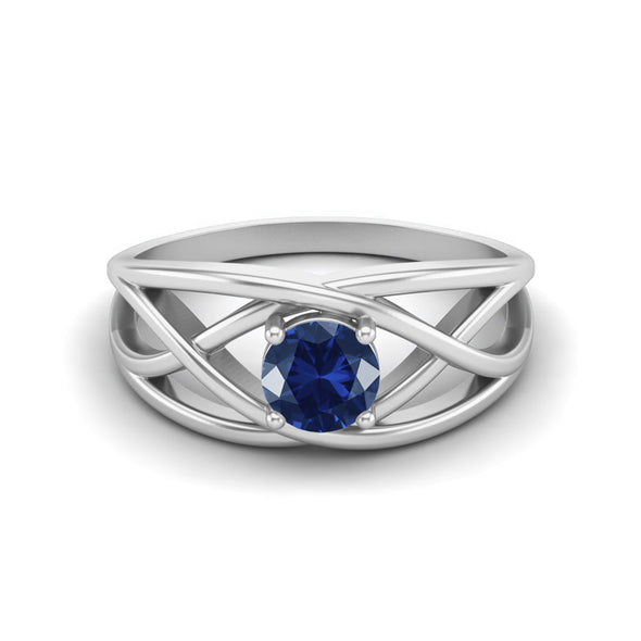 925 Sterling Silver Blue Sapphire Solitaire Ring 5x5mm Round Shaped Ring