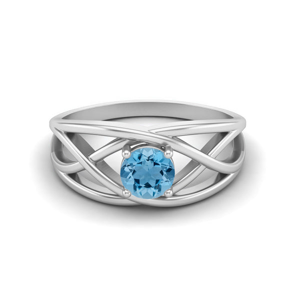 0.50 Ctw Sky Blue Topaz Bridal Ring 5x5mm Round Shaped Solitaire Ring