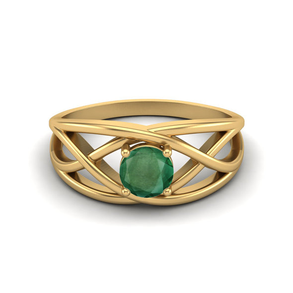 Natural Emerald Solitaire Wedding Ring 925 Silver Crossover Ring