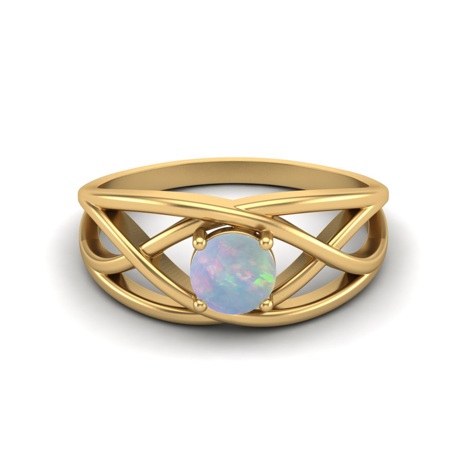 Anello solitario in opale rotondo da 5x5 mm, anello in argento sterling 925