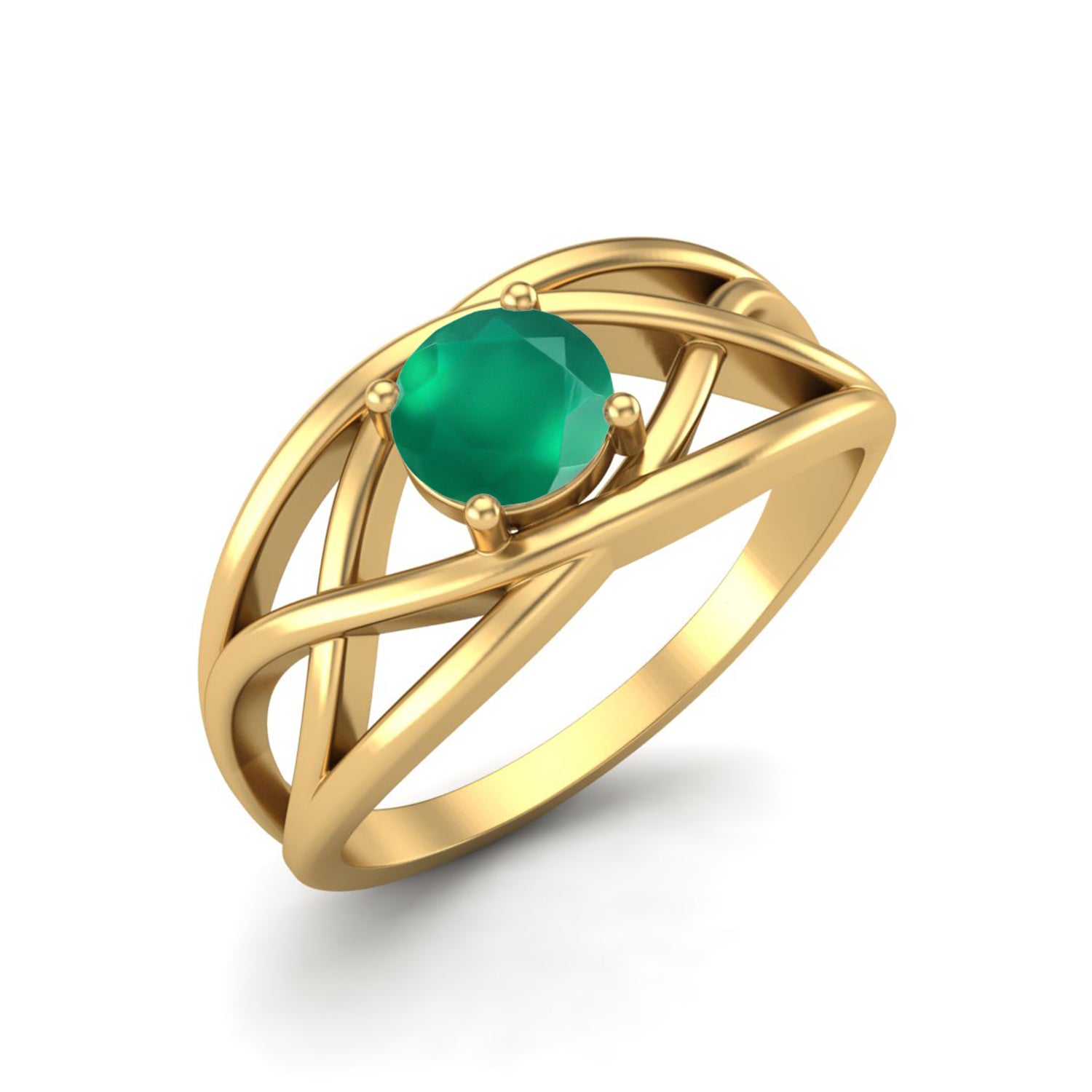 Green Onyx Crisscross Band Ring – Sterling Silver