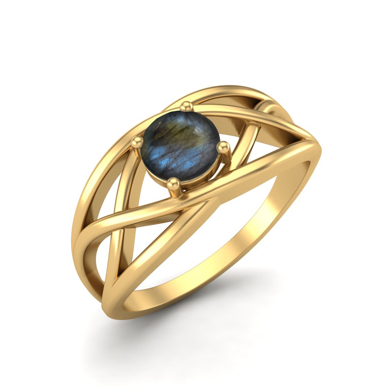 Labradorite Crisscross Band Ring – Sterling Silver