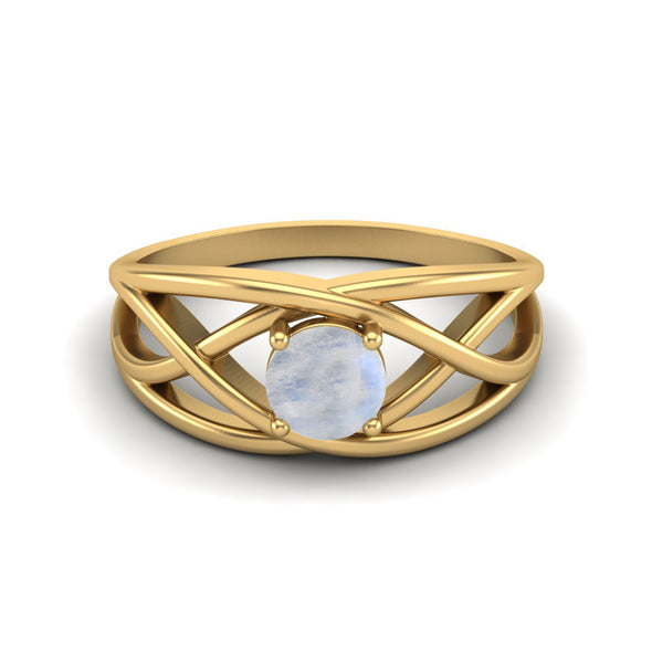 0.50 Ctw Moonstone Crossover Ring 5x5mm Round Shaped Ring