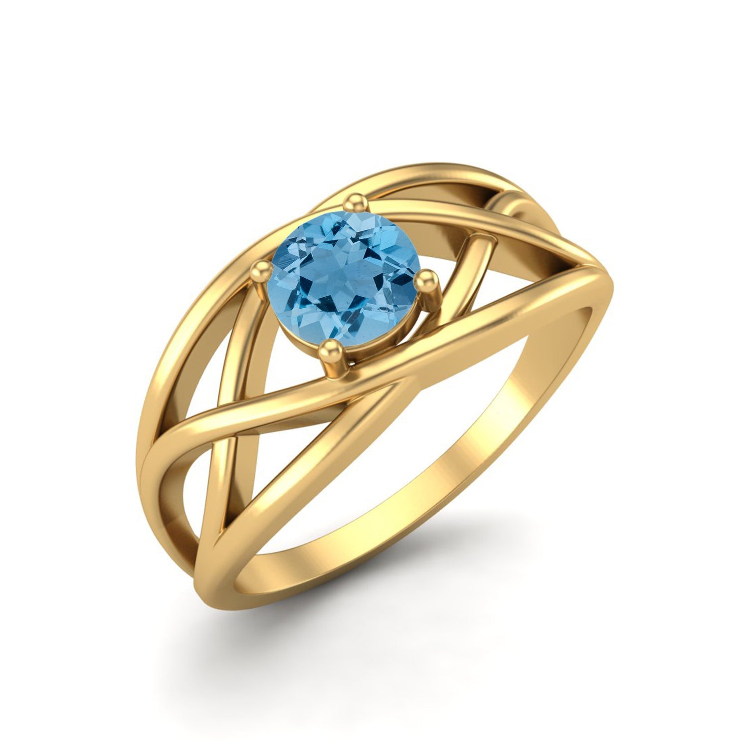 Anello da sposa con topazio azzurro cielo da 0,50 carati, solitario rotondo da 5x5 mm