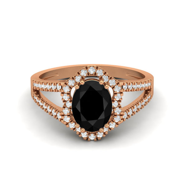 Art Deco Black Spinel Halo Wedding Ring Vintage Bridal Ring