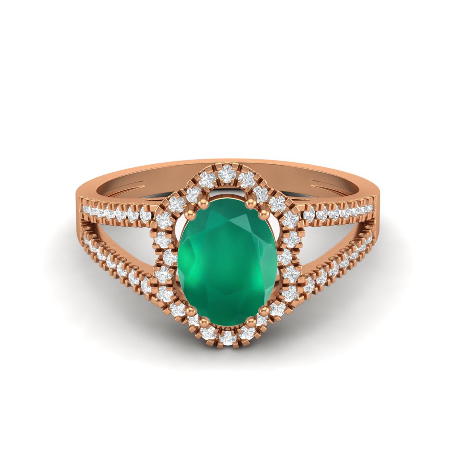 Anello in argento sterling 925 con onice verde, 8x6 mm, forma ovale, con alone nuziale