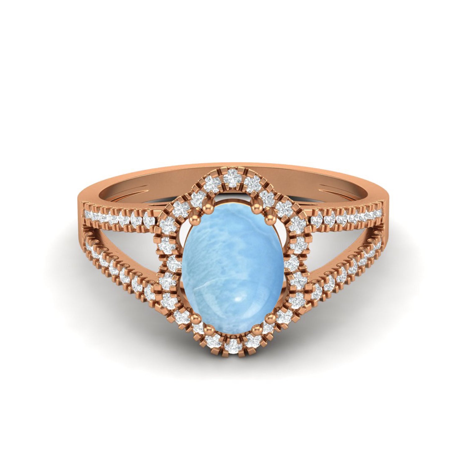 Anello da sposa con alone di larimar naturale, anello in argento sterling 925 per lei