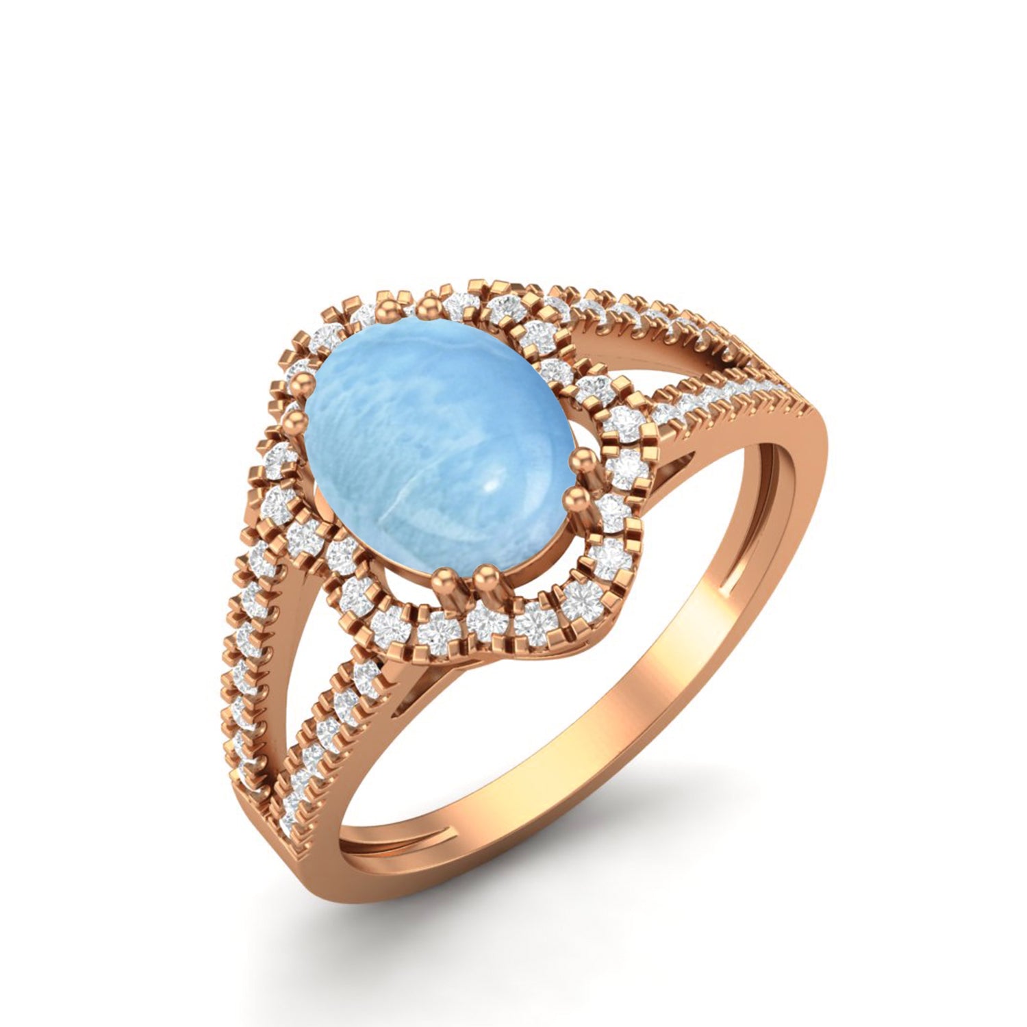 Anello da sposa con alone di larimar naturale, anello in argento sterling 925 per lei