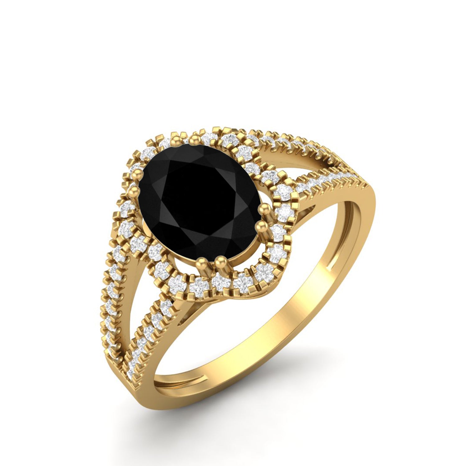 Art Deco Black Spinel Halo Wedding Ring Vintage Bridal Ring
