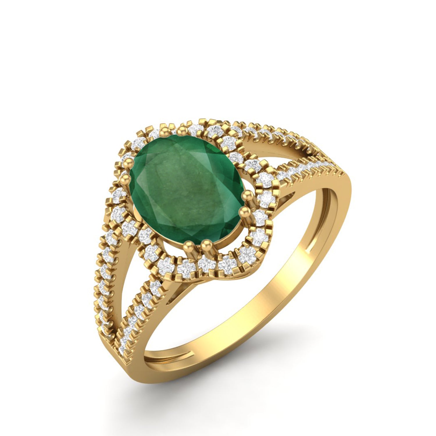 Buy Oval Emerald Ring, 2 Carats 68 Mm Oval Cut Three Stone Style Emerald  Engagement Ring, May Birthstone Promise Ring, Green Gemstone Ring Online in  India - Etsy