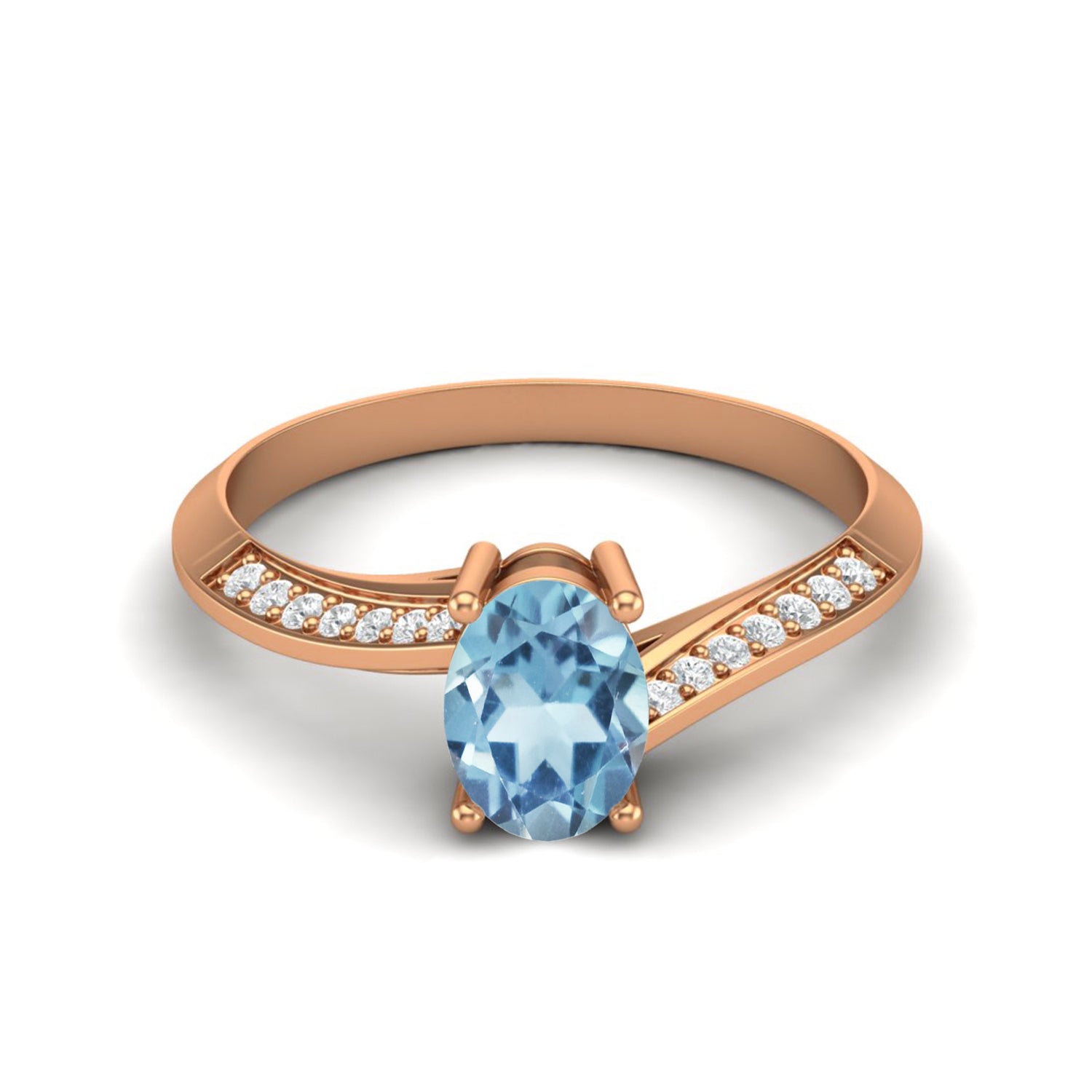 Anello solitario ovale in argento sterling 925 con topazio blu per donna