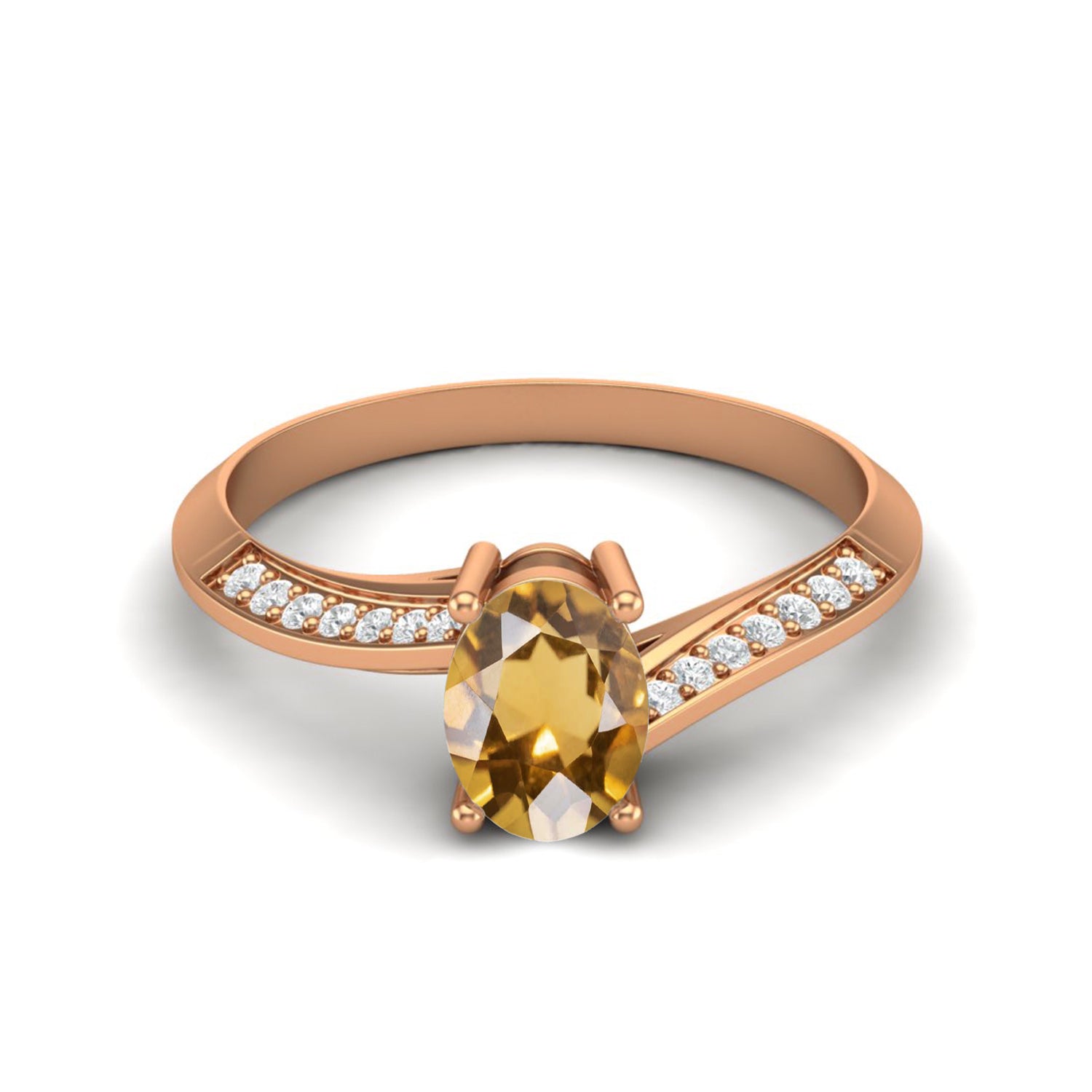 Citrine Bypass Band Design Ring – Sterling Silver