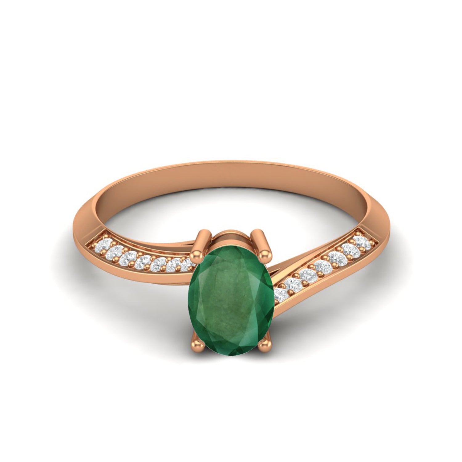 Emerald Bypass Band Design Ring – Sterling Silver