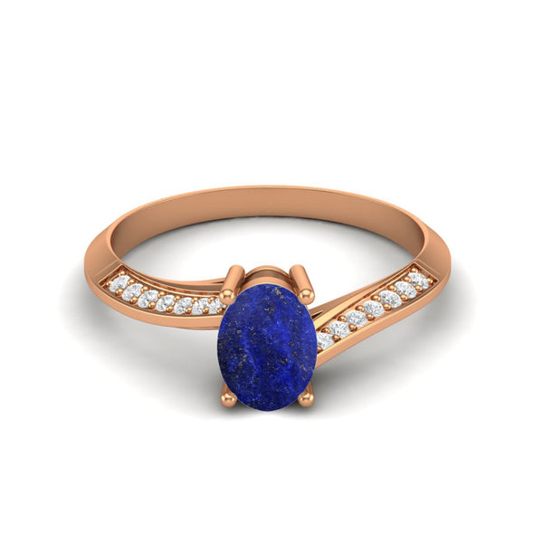 1.56 Cts Lapis Lazuli Wedding Ring 925 Sterling Silver Ring For Women