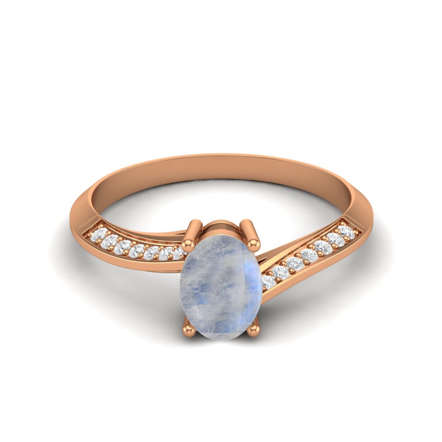 Moonstone Tapered Accent Band Ring – Sterling Silver