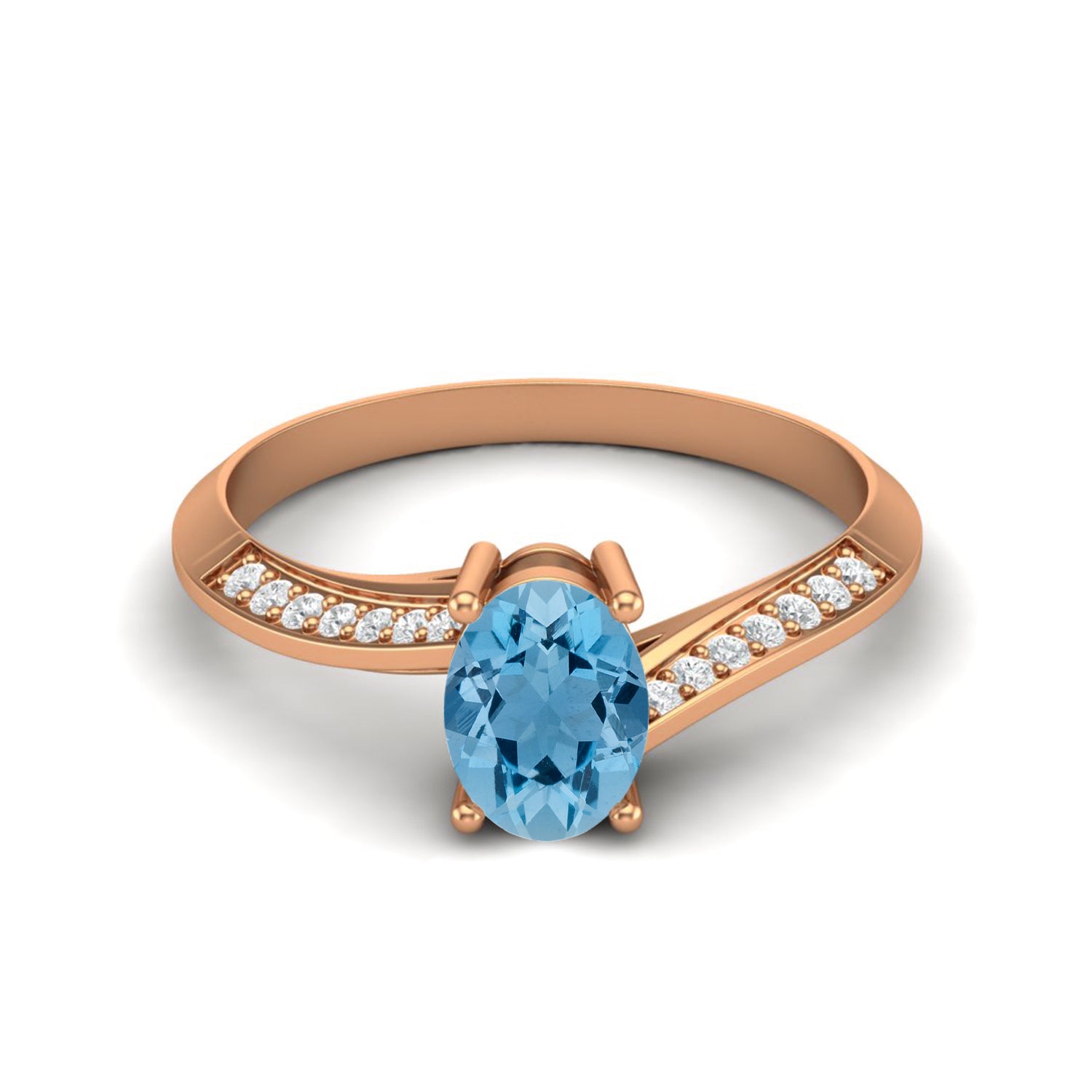 Swiss Blue Topaz Tapered Accent Band Ring – Sterling Silver