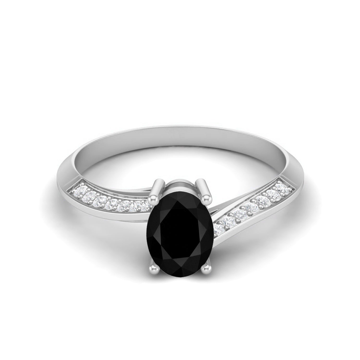 Anello nuziale con solitario in spinello nero da 1,56 carati, in argento sterling 925 con pietra preziosa nera