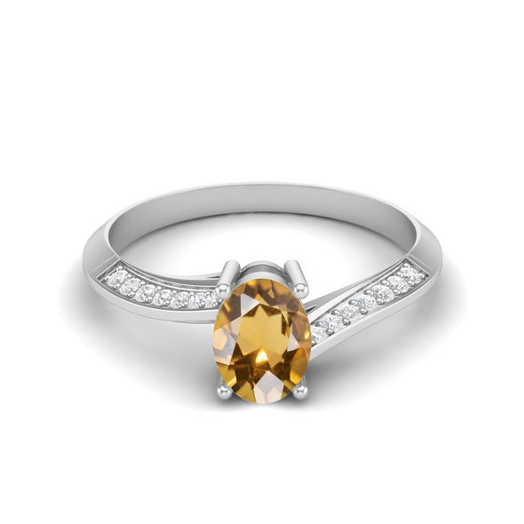 Citrine Solitaire Accent 1.56 Ct Ring 925 Sterling Silver Wedding Bridal Ring