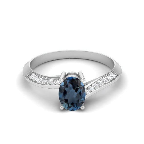 Solitaire Accent London Blue Topaz Wedding Ring 1.56 Cts 925 Sterling Silver Ring