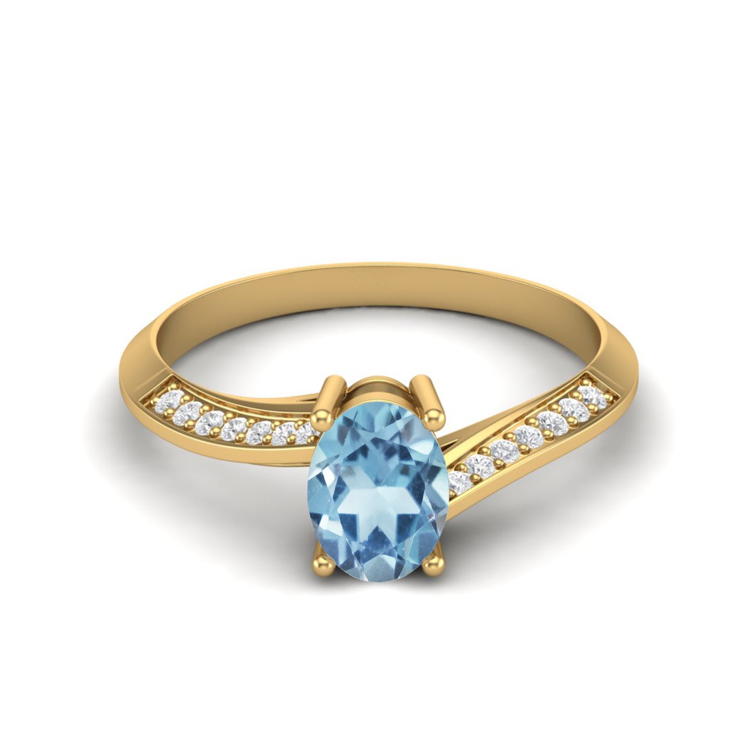 Anello solitario ovale in argento sterling 925 con topazio blu per donna