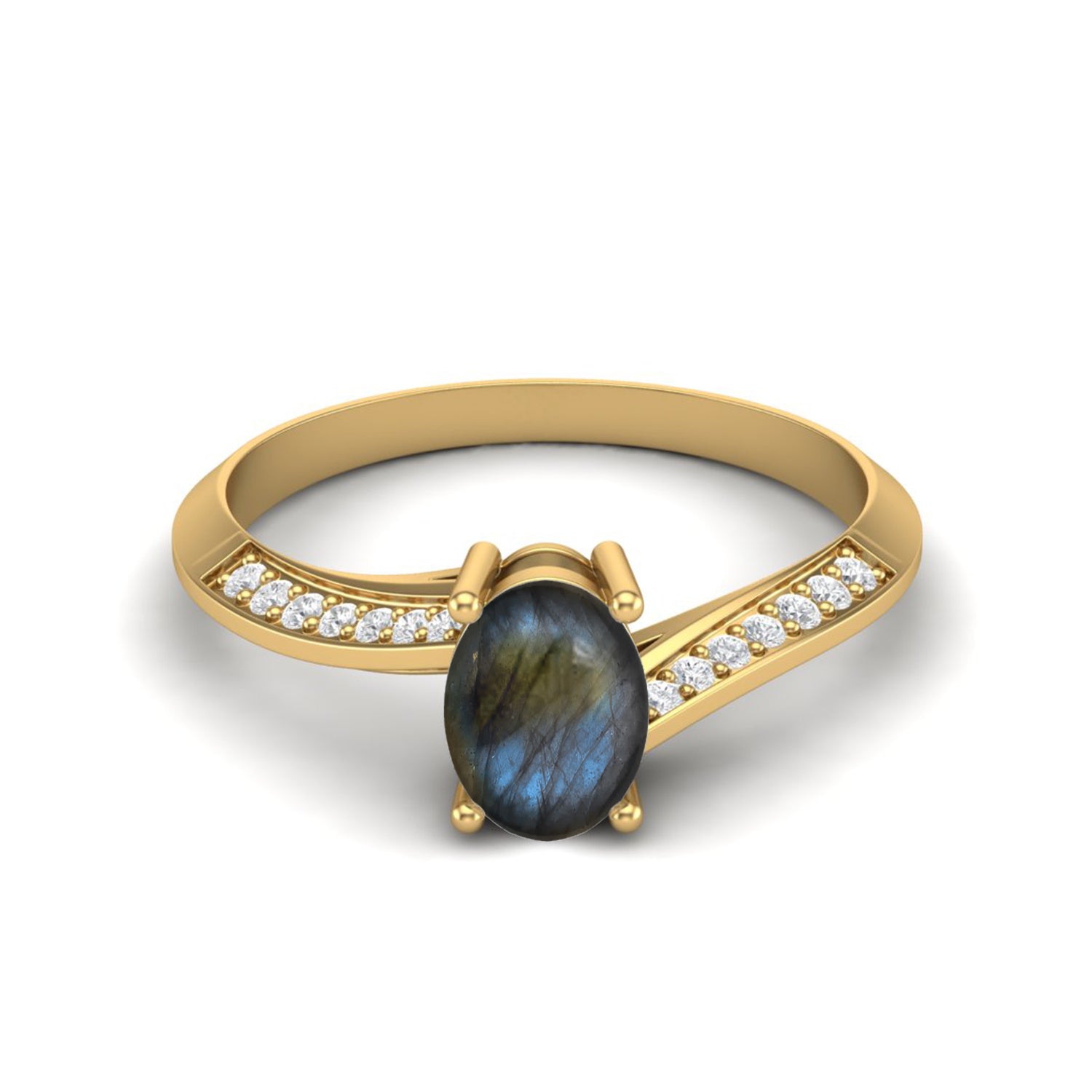 Anello di fidanzamento con labradorite naturale, anello solitario in argento sterling 925 per donna