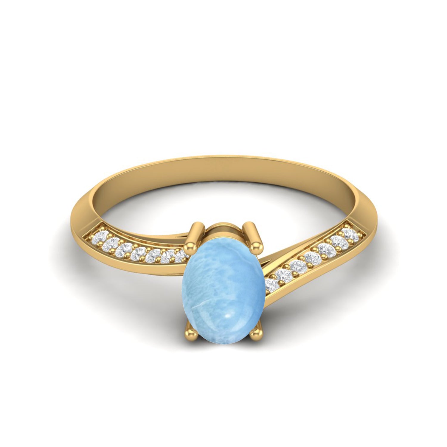 Anello nuziale solitario in larimar da 1,56 carati, anello in argento sterling 925