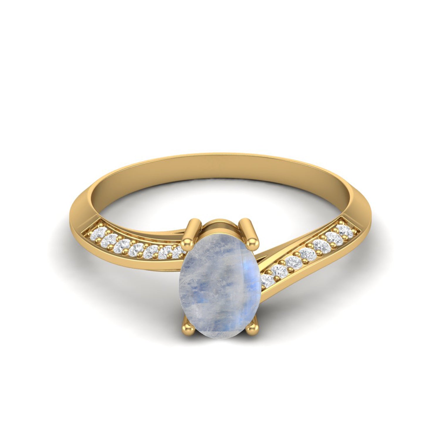 Moonstone Tapered Accent Band Ring – Sterling Silver