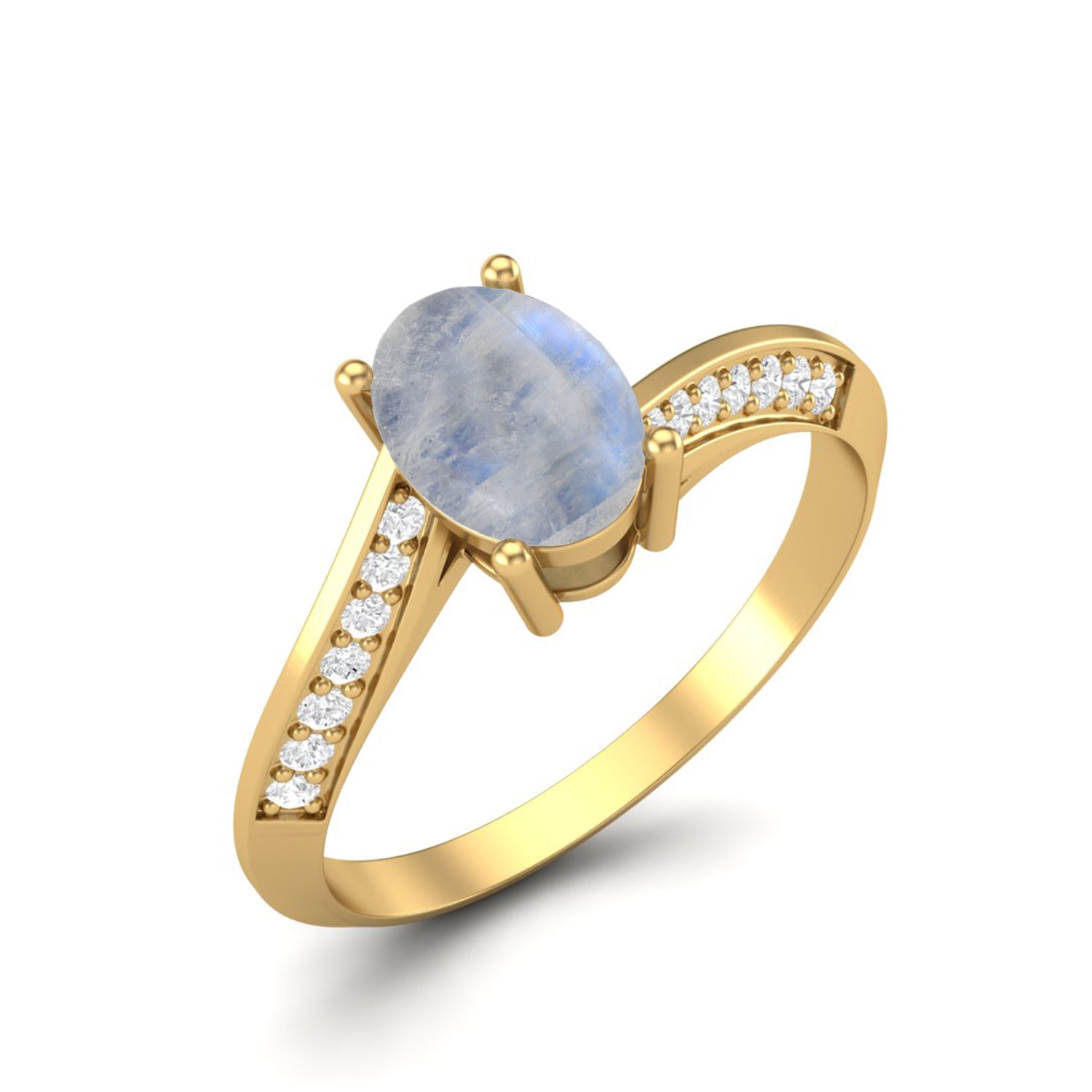 Moonstone Tapered Accent Band Ring – Sterling Silver