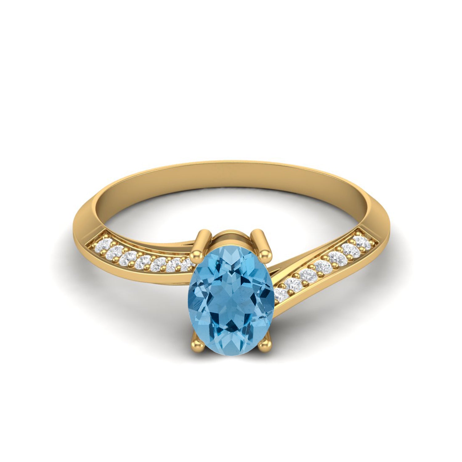 Anello nuziale con solitario in topazio azzurro cielo naturale, anello con pietra decorativa di forma ovale