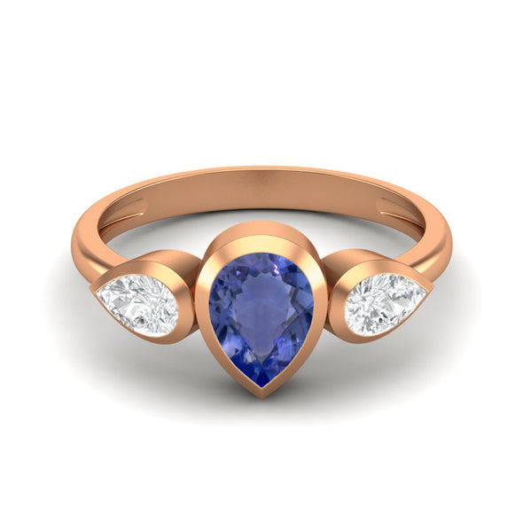 925 Sterling Silver Pear 1.25 Ctw Tanzanite Women Engagement Ring