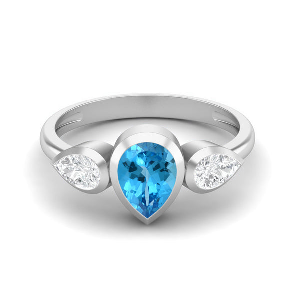 1.25 Cts Sky Blue Topaz Engagement Ring 925 Sterling Silver Sky Blue Topaz Ring