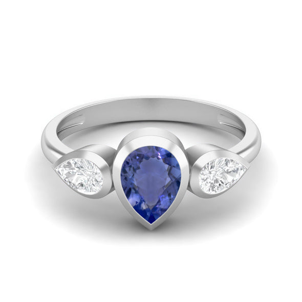 925 Sterling Silver Pear 1.25 Ctw Tanzanite Women Engagement Ring