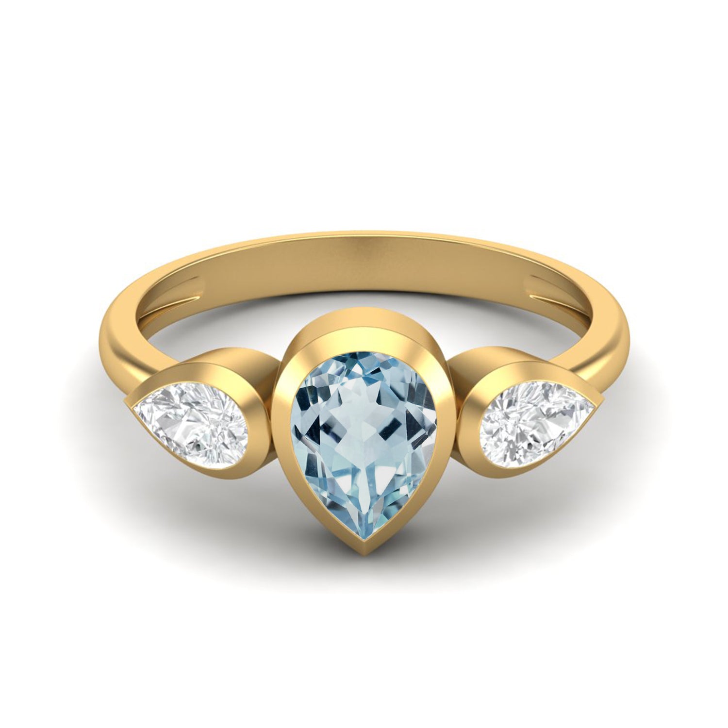 Anello con tre pietre preziose in topazio blu naturale, argento sterling 925, 1,25 carati.
