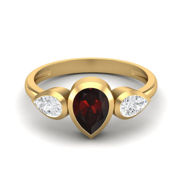 Pear Shaped Red Garnet Bridal Ring 1.25 Cts Sterling Silver Red Garnet Ring