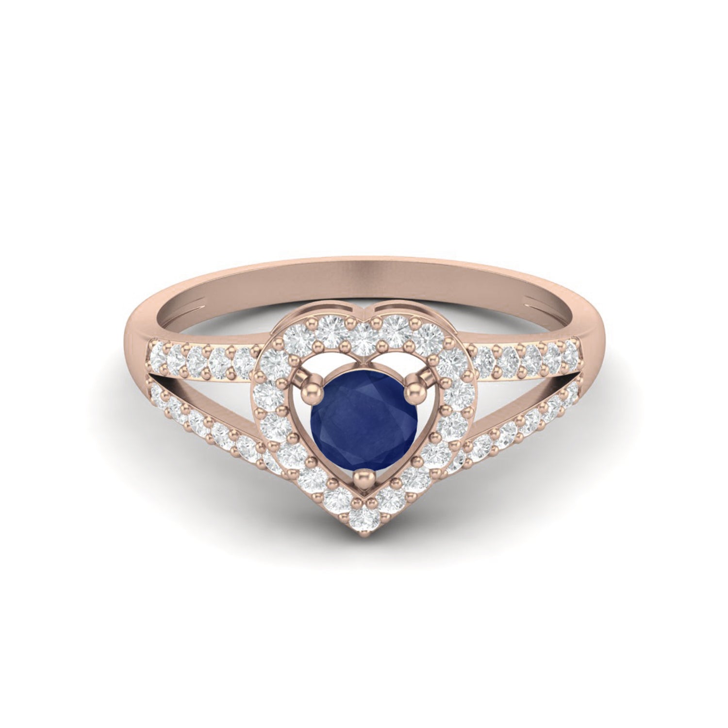 heart shaped blue sapphire and diamond ring