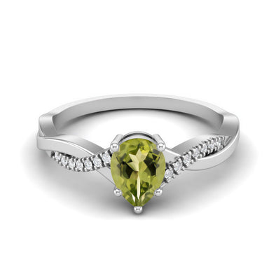 Pear Shaped Peridot Gemstone Ring 925 Sterling Silver Solitaire Anniversary Ring