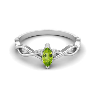 1.00 Ctw Marquise Shape Peridot Gemstone Solitaire Split Shank 925 Sterling Silver August Birthstone Women Promise Ring