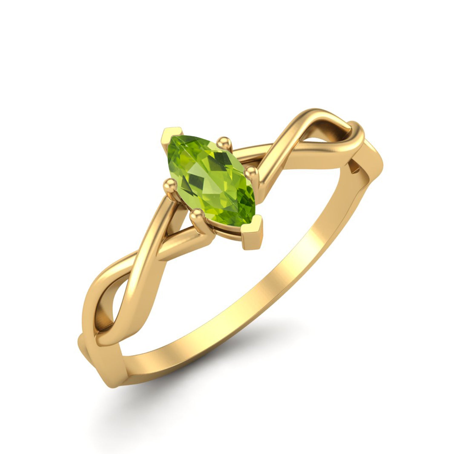 Anello con nodo infinito celtico in peridoto – Argento Sterling