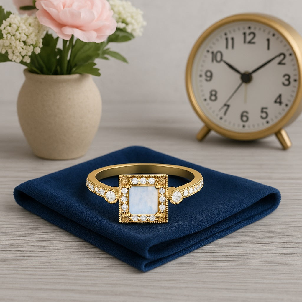 Moonstone Statement Halo Ring – Sterling Silver