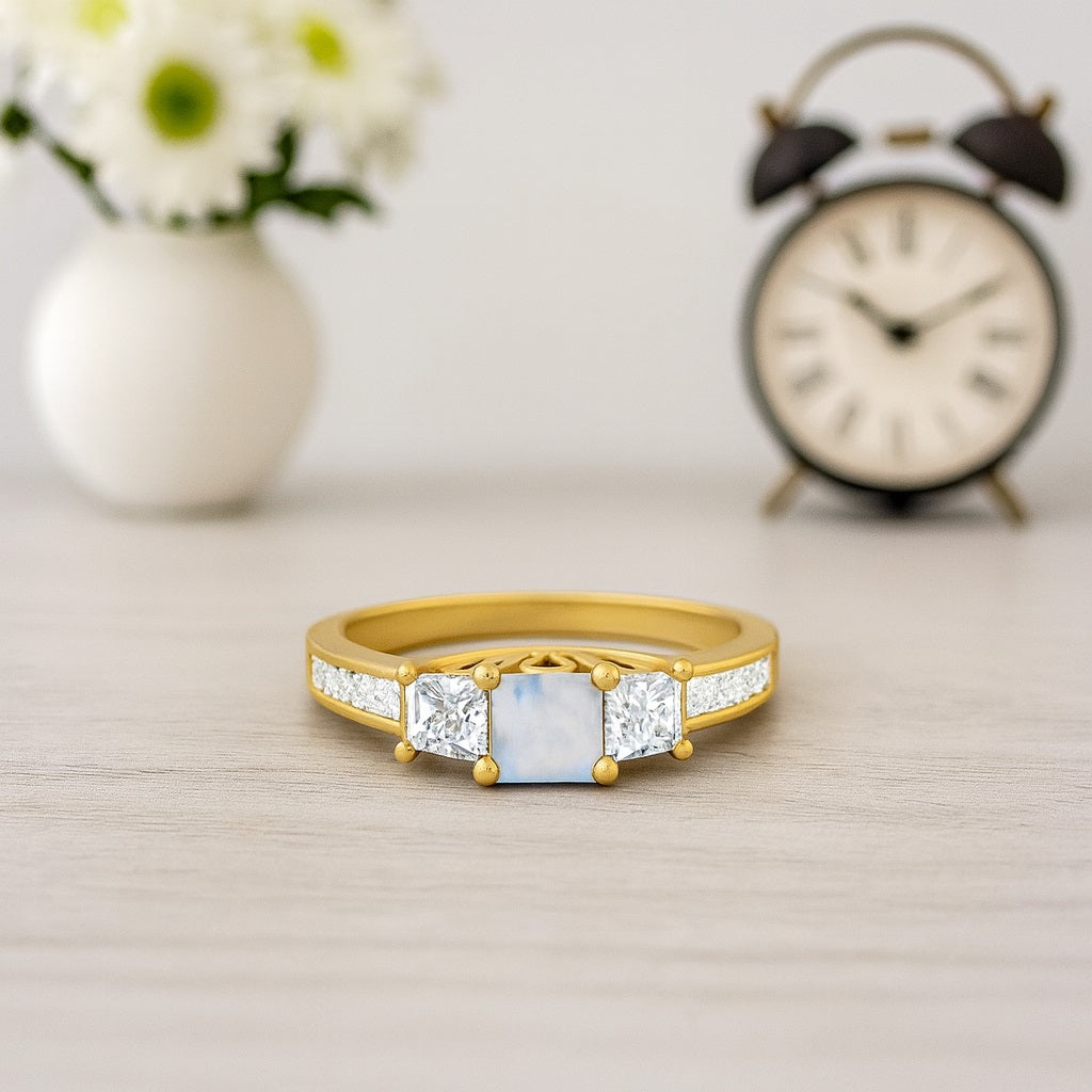 Moonstone Three-Stone Ring – Sterling Silver