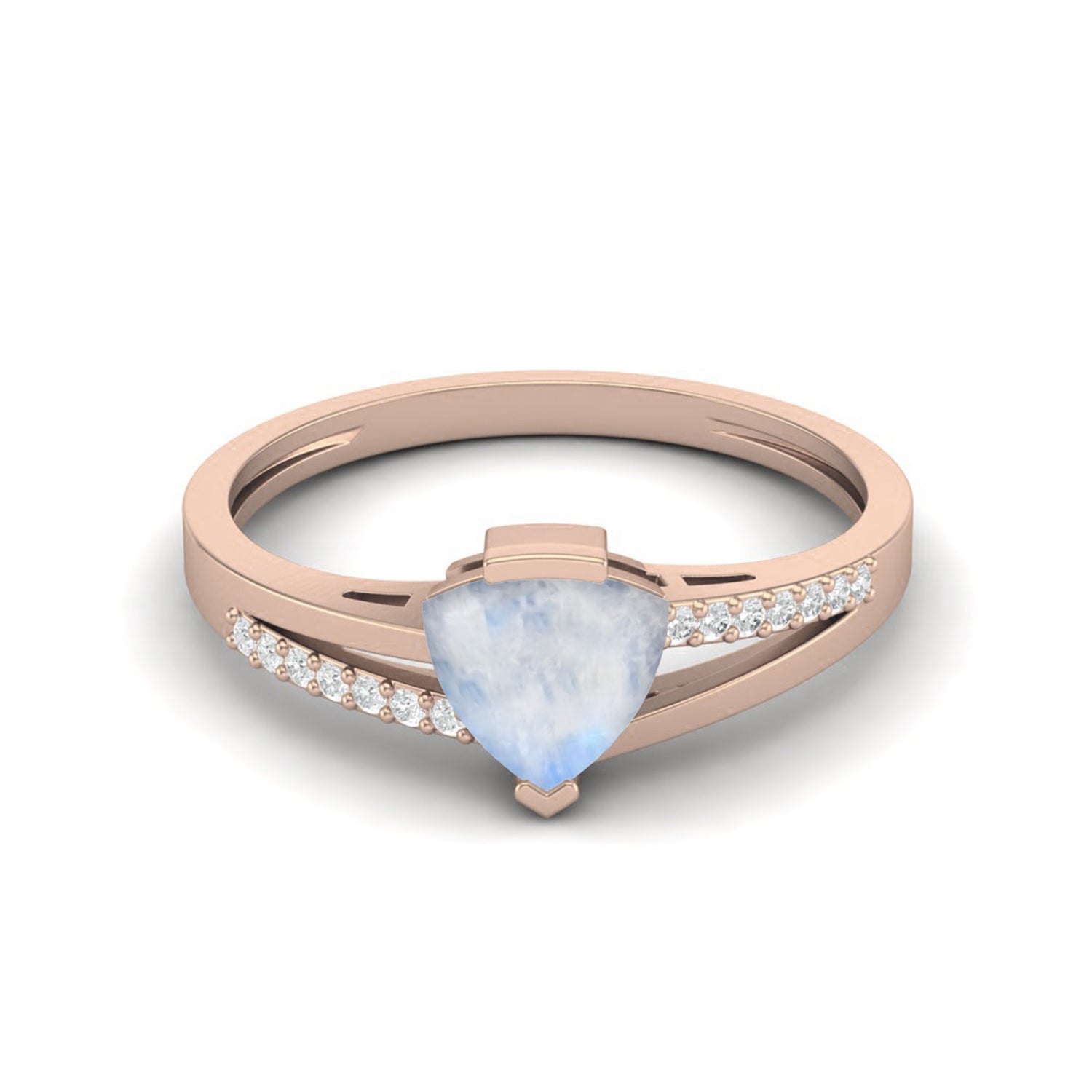 Moonstone Trillion Solitaire Ring – Sterling Silver