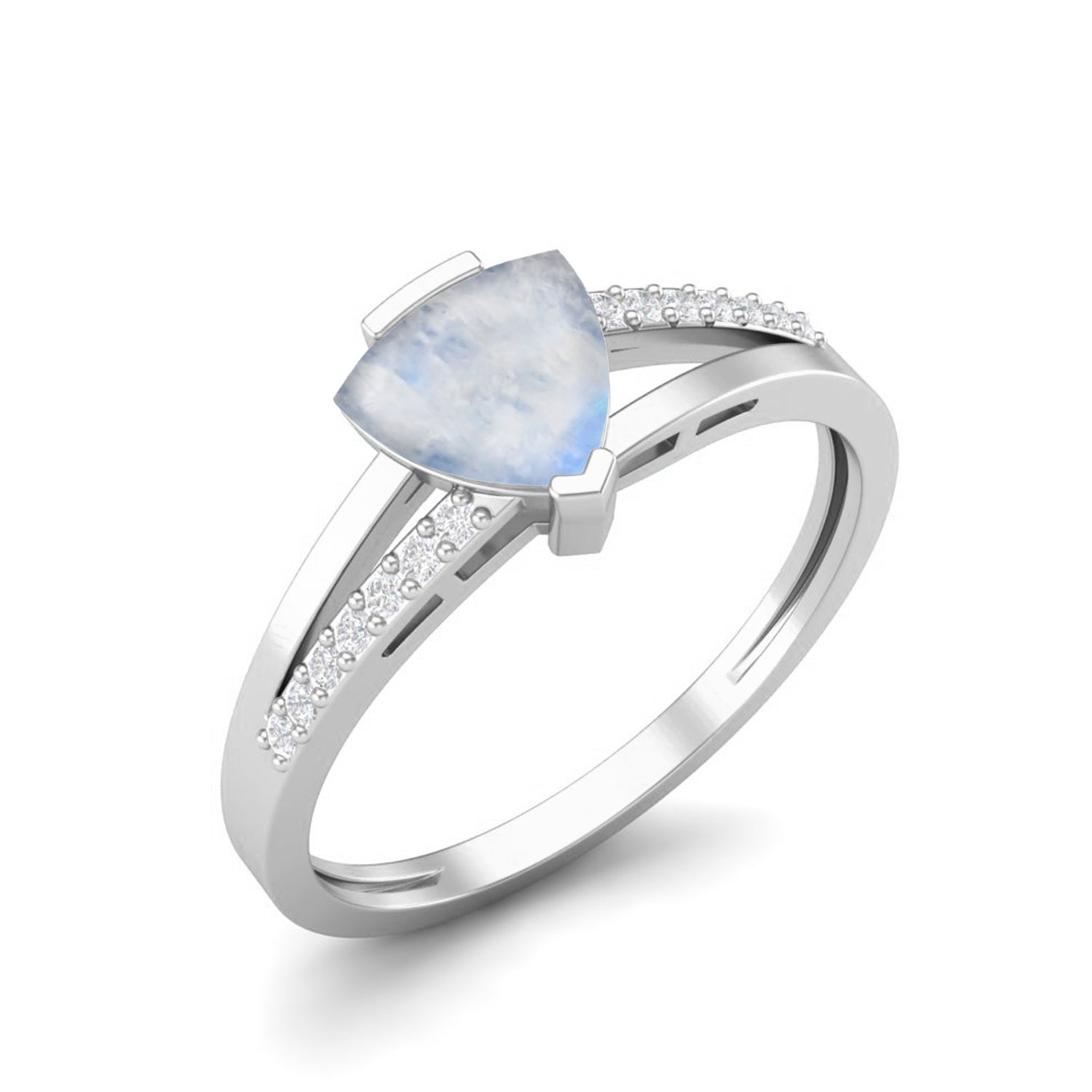 Moonstone Trillion Solitaire Ring – Sterling Silver