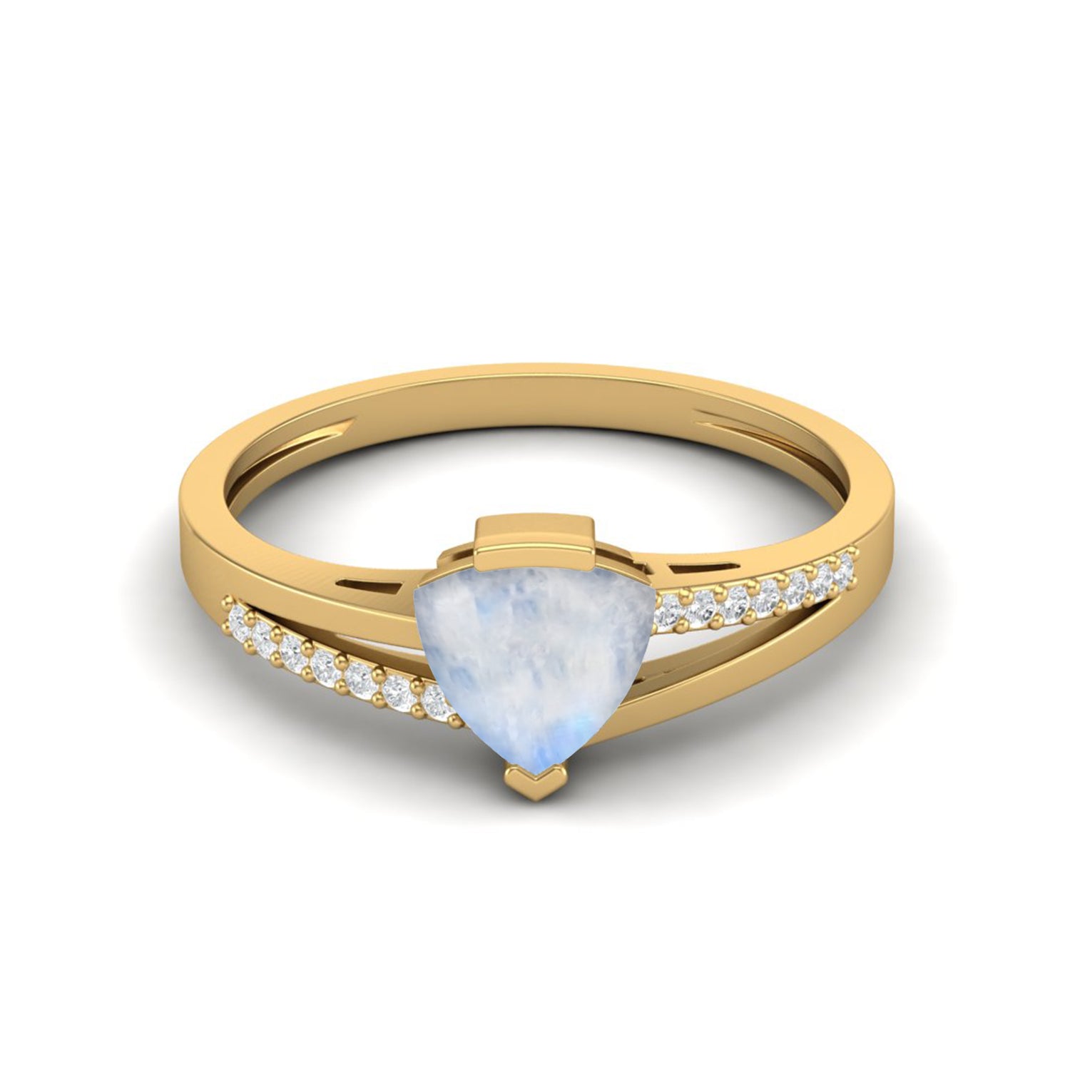 Moonstone Trillion Solitaire Ring – Sterling Silver